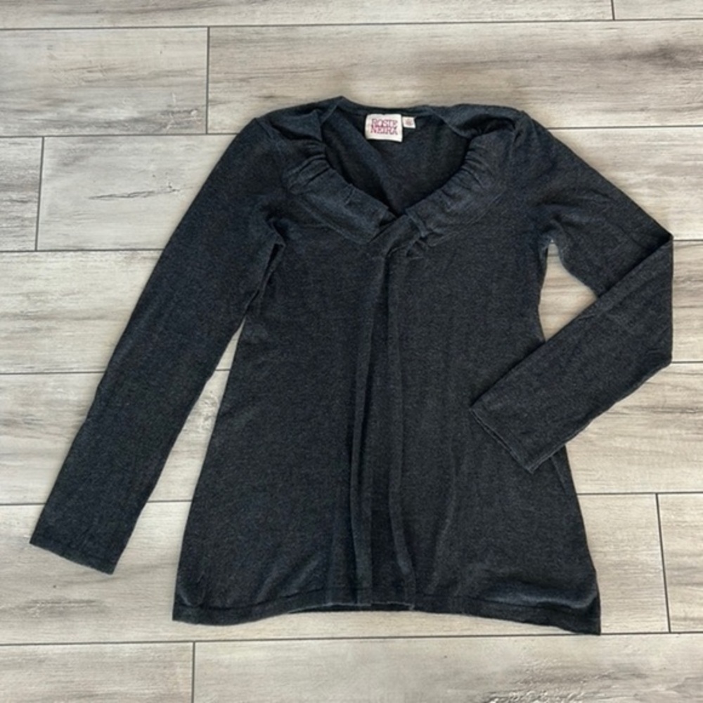 Anthropologie Rosie Neira size medium gray cashmere cotton blend sweater